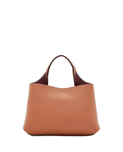 Tod's Mini Leather Shopping Bag In Brown