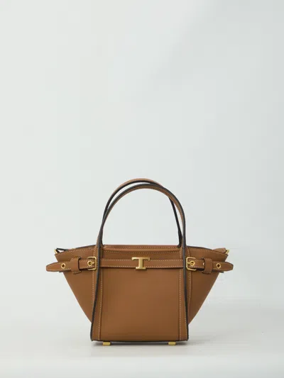 Tod's Mini Tote Bag In Hammered Leather In Brown