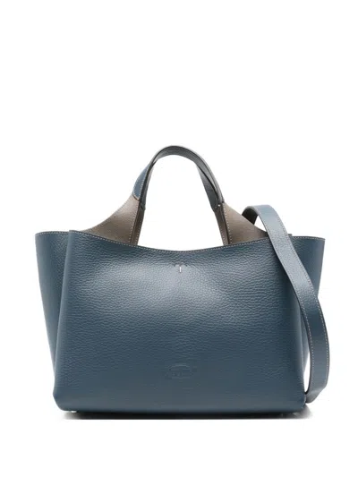 Tod's Mini Leather Shopping Bag In Blue