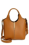 Tod's Mini Leather Shopping Bag Tote In Kenia Scuro
