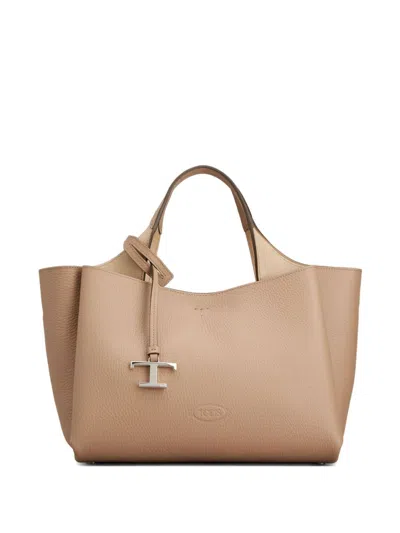 Tod's Natural Logo Mini Tote In Brown