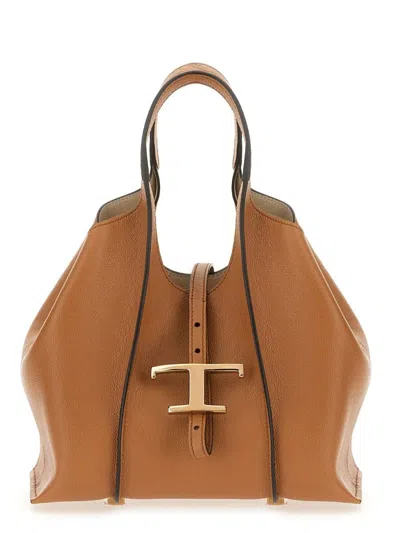 Tod's Mini Leather Tote Bag In Brown