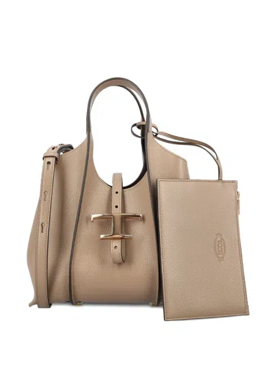 Tod's Mini Leather Tote Bag In Neutral