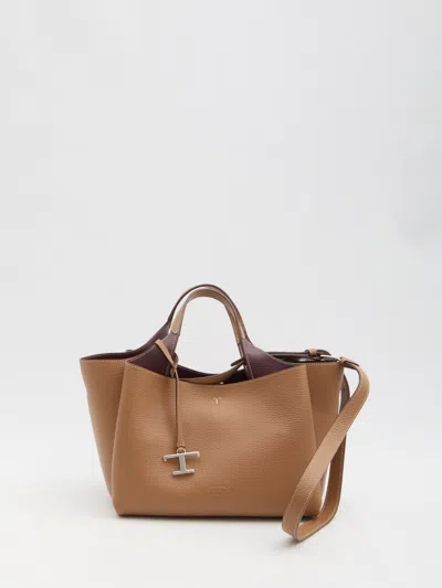 Tod's Mini Leather Tote Bag In Brown