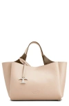 Tod's Mini Leather Tote In Ballerina/creta