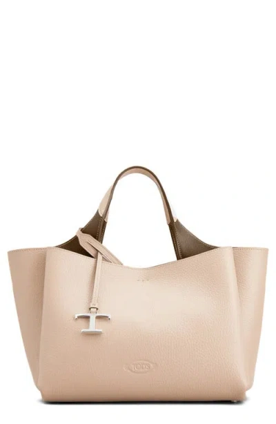 Tod's Mini Leather Tote In Ballerina/creta