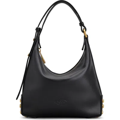 Tod's Metal Dots Mini Leather Shoulder Bag In Black