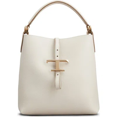Tod's T Timeless Bucket Bag In Leather Mini In White