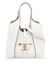 Tod's Mini T Timeless Leather Shopping Bags In White