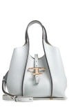 Tod's Mini Shopping Leather Tote Bag In Cromo Chiaro