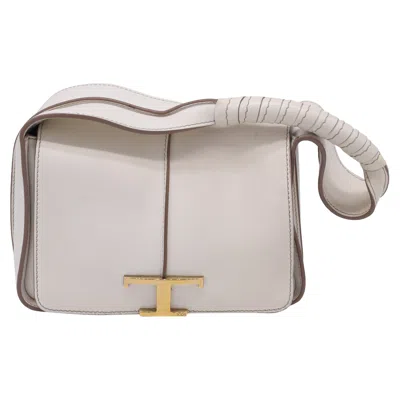 Tod's Mini Timeless Top Handle Bag In White Leather