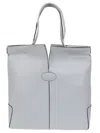 Tod's Minimalist Grey Leather Tote Bag With Structured Silhouette In White