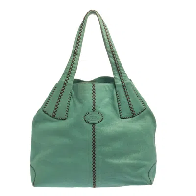 Tod's Mint Leather Hobo In Green
