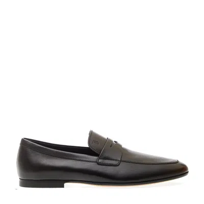 Tod's Mocassino Fondo Cuoio In Pelle Nero In Black
