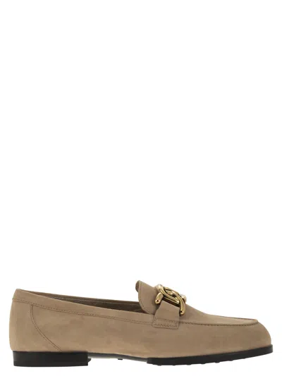 Tod's Kate Suede Loafer In Beige