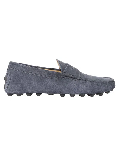 Tod's Moccasin-inspired Leather Loafers With Rubber Studded Sole In Gray