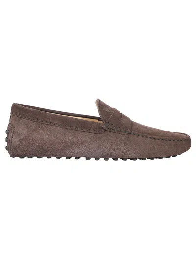 Tod's Moccasin-style Leather Loafers With Rubber Pebble Sole In Brown