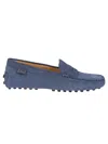Tod's Moccasin-style Leather Loafers With Rubber Studded Sole In Gray