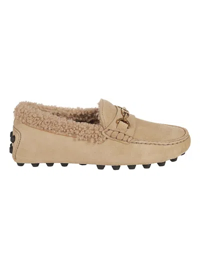 Tod's Moccasin-style Suede Flat Shoes In Brown