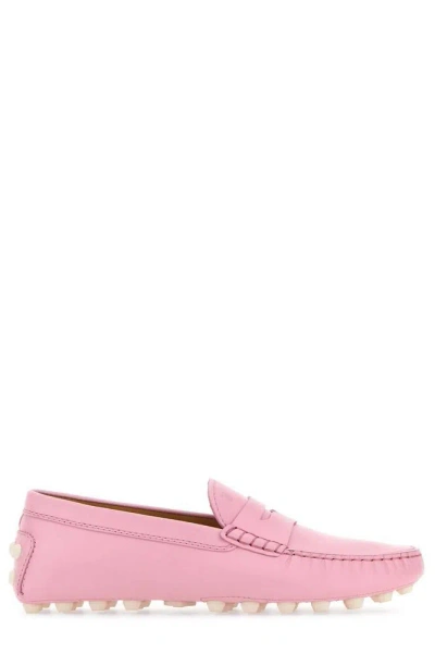 Tod's Moccasins Logo Embossed Loafers In Pink