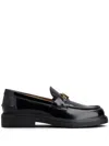 Tod's Penny Bar Leather Loafers With Logo In Black