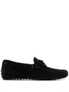 Tod's Black Black Gommini Nubuck Driving Shoes In Black