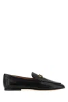 Tod's Metal Designer Logo Buckle Mocassins In Black