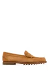 Tod's Camel Suede Loafers In Brown