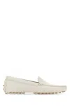 Tod's Cream Calf Leather Bos Taurus Slip-on Loafers In White