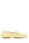 Tod's Pastel Yellow Leather Loafers In Yellow