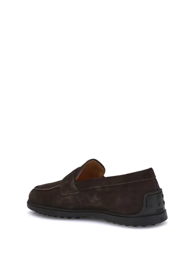 Tod's Monogram Suede Loafers In Brown