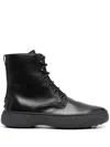 Tod's Logo-debossed Leather Boots In Black