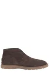 Tod's Round Toe Suede Ankle Boots In Brown