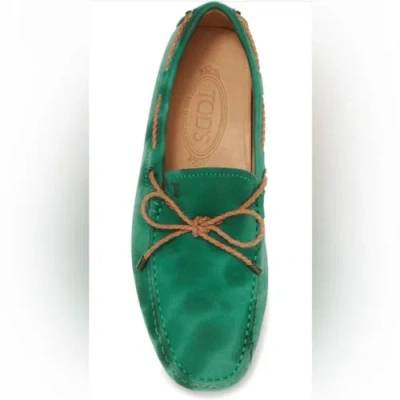Pre-owned Tod's My Color Mic Driver Top Grain Suede Leather Loafereu 38,5-39, Us 5,5 In Green