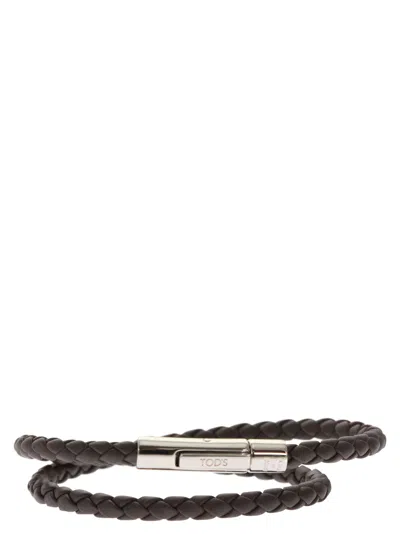 Tod's My Colors 2 Turn Leather Bracelet In Brown