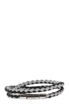 Tod's Men Mycolors 2-turn Leather Bracelet In Black/white