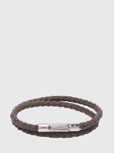 Tod's Mycolors Braided Calfskin Bracelet With Engraved Logo In Brown