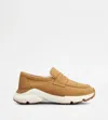 Tod's Camel Loafers In Suede Leather In Brown