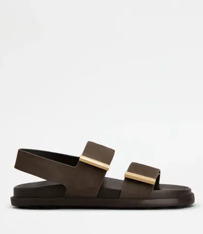 Tod's Nabuk Sandals In Brown