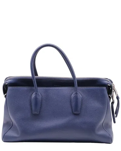 Pre-owned Tod's Navy Blue Leather Zipped Top Handle Bag (authentic Pre-loved)