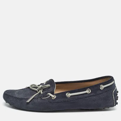 Tod's Navy Blue Suede Gommino Loafers