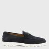 Tod's Navy Blue Suede Loafers