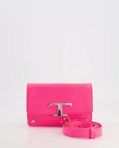 Tod's Neon Small Leather Belt Bag With Silver Hardware In Pink