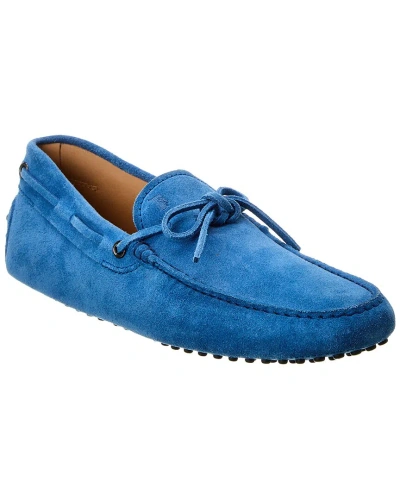 Tod's New Gommini Suede Loafer In Blue