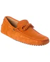 Tod's New Laccetto New Gommini Suede Loafer In Orange