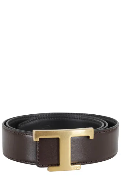 Tod's Reversible T Timeless Leather Belt In Black