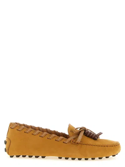 Tod's Nubuck Leather With Tassel Detail Loafer In Brown