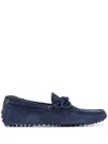 Tod's Nubuck Morbidone Loafer Shoes In Blue