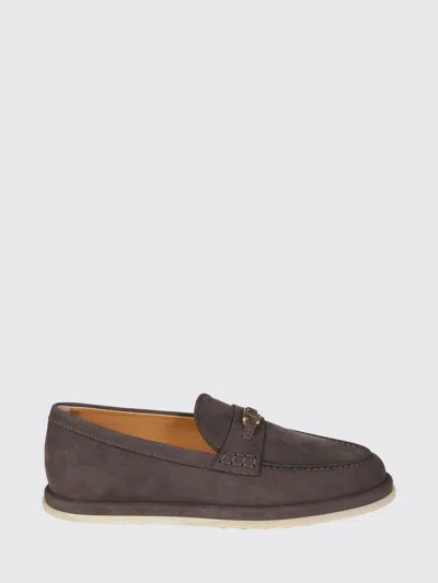 Tod's Nubuck Penny Loafers With T Timeless Accessory And Gommino Sole In Brown