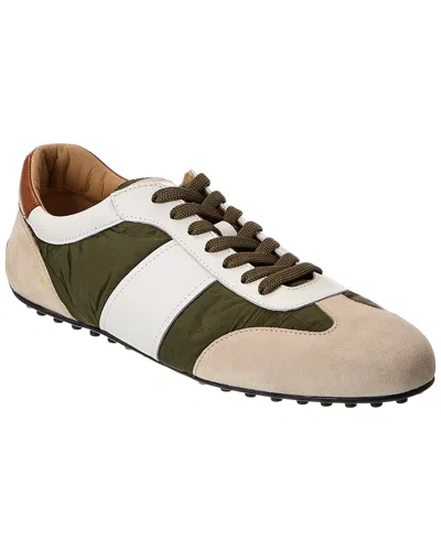 Tod's Nylon & Leather Sneaker In Green